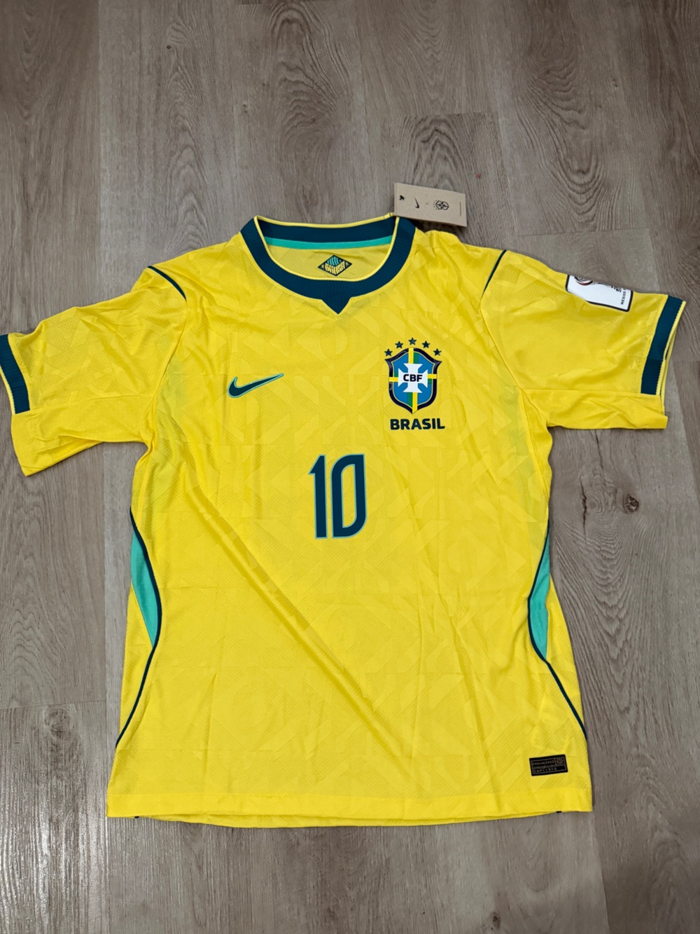 Nike Yellow Brazil #10 Soccer Jersey with Teal Accents